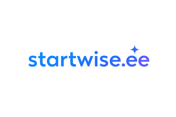 Startwise.ee Logo, blue and white round modern brand icon
